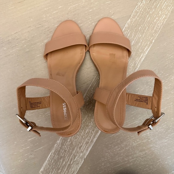 Express Tan Cork Wedge Ankle Strap Sandals - Picture 7 of 7